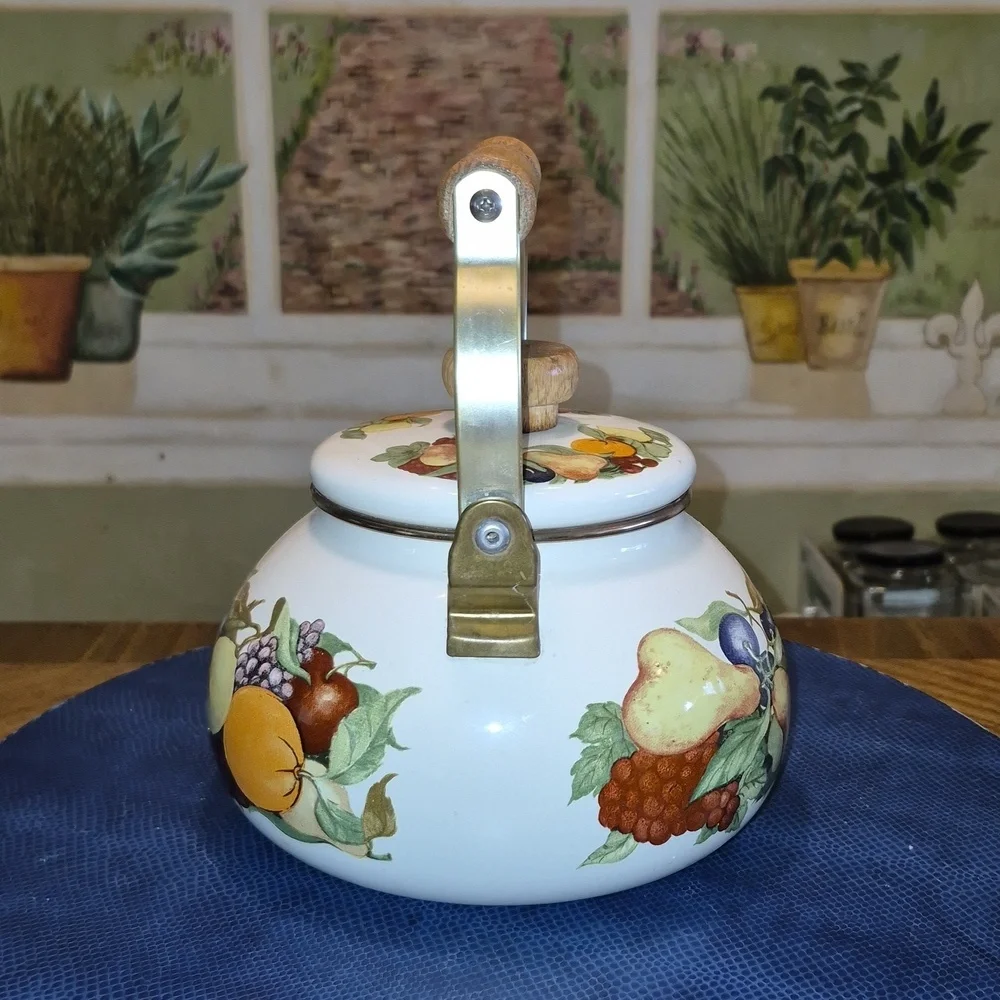 Fruit Patterned Teapot with Wooden Handle (#TK-5)